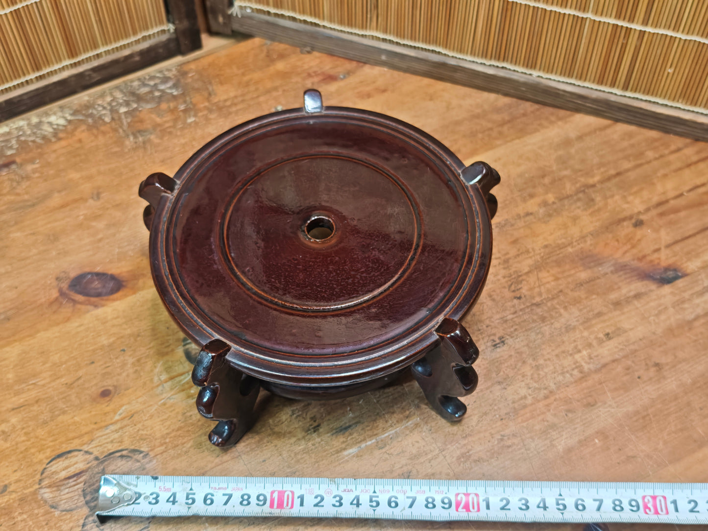 Authentic 1950s Japanese Sakura Rin Gong Stand Kadai Buddhist Altar