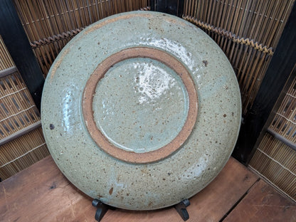 1950s Japanese Sakura Ceramic Plate Handmade Art Pottery Display Stand