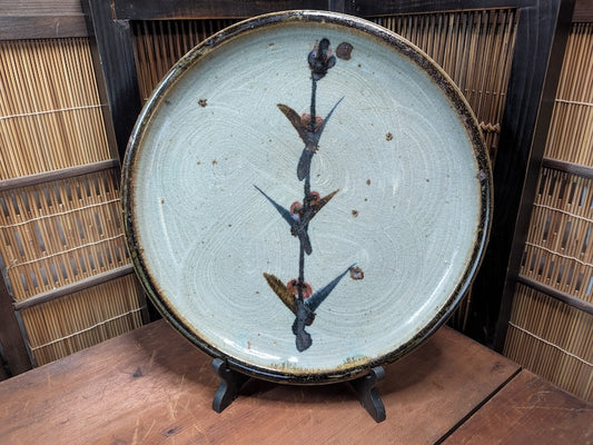 Japanese Vintage Sakura Ceramic Plate Handmade Art Pottery