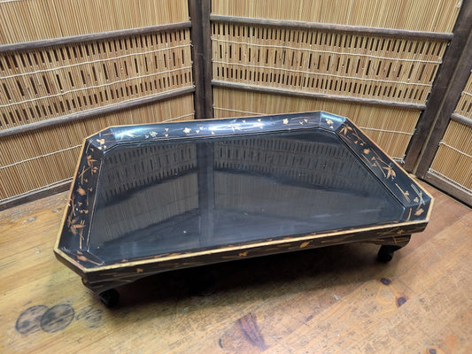 Vintage Japanese Lacquer Kadai Stand Gold Painted Bonsai Display Tray