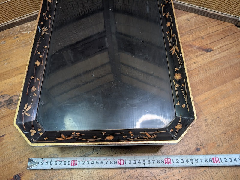 Vintage Japanese Lacquer Kadai Stand Gold Painted Bonsai Display Tray
