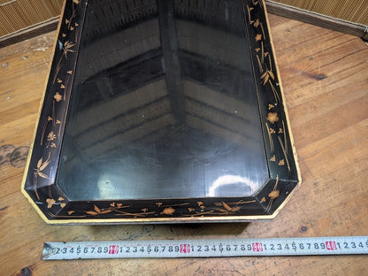 Vintage Japanese Lacquer Kadai Stand Gold Painted Bonsai Display Tray