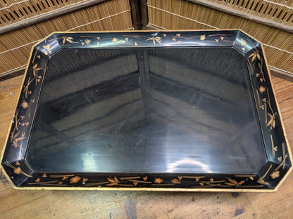 Vintage Japanese Lacquer Kadai Stand Gold Painted Bonsai Display Tray