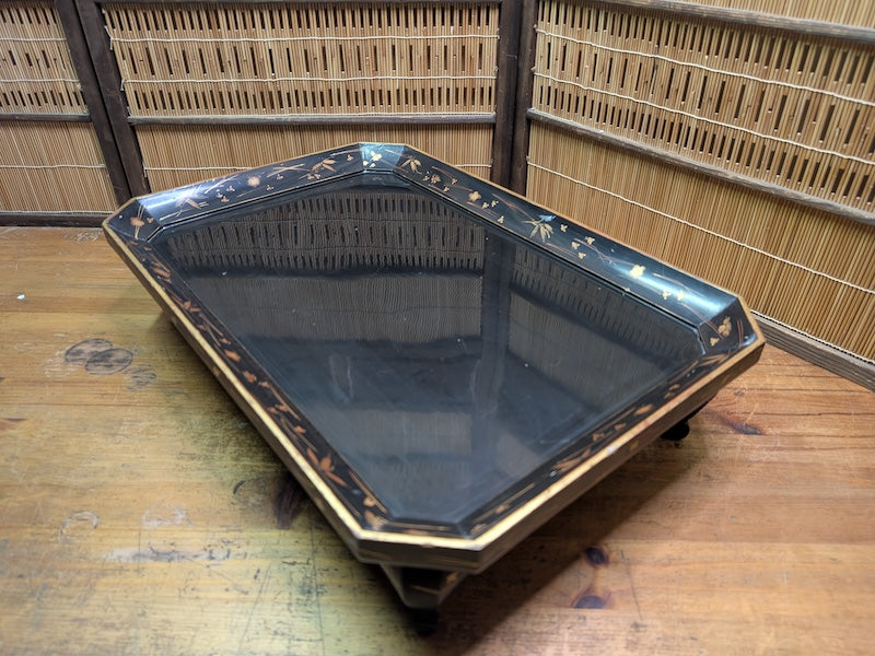 Vintage Japanese Lacquer Kadai Stand Gold Painted Bonsai Display Tray