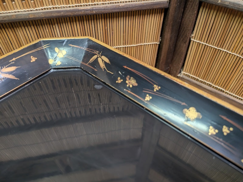 Vintage Japanese Lacquer Kadai Stand Gold Painted Bonsai Display Tray