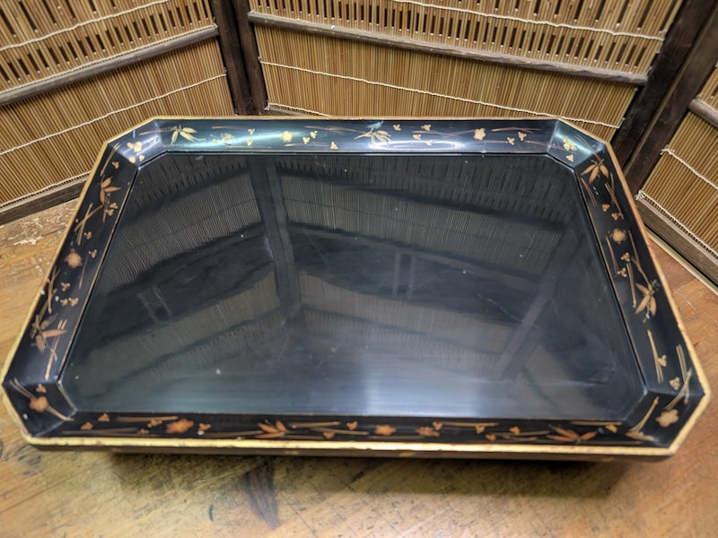 Vintage Japanese Lacquer Kadai Stand Gold Painted Bonsai Display Tray