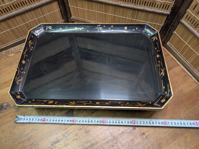 Vintage Japanese Lacquer Kadai Stand Gold Painted Bonsai Display Tray