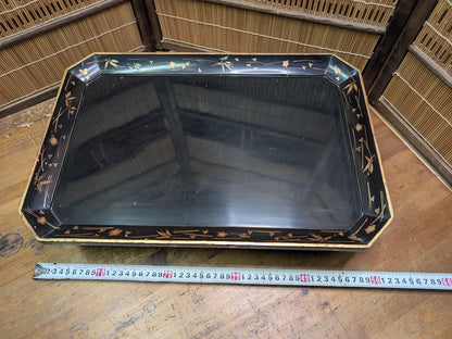 Vintage Japanese Lacquer Kadai Stand Gold Painted Bonsai Display Tray