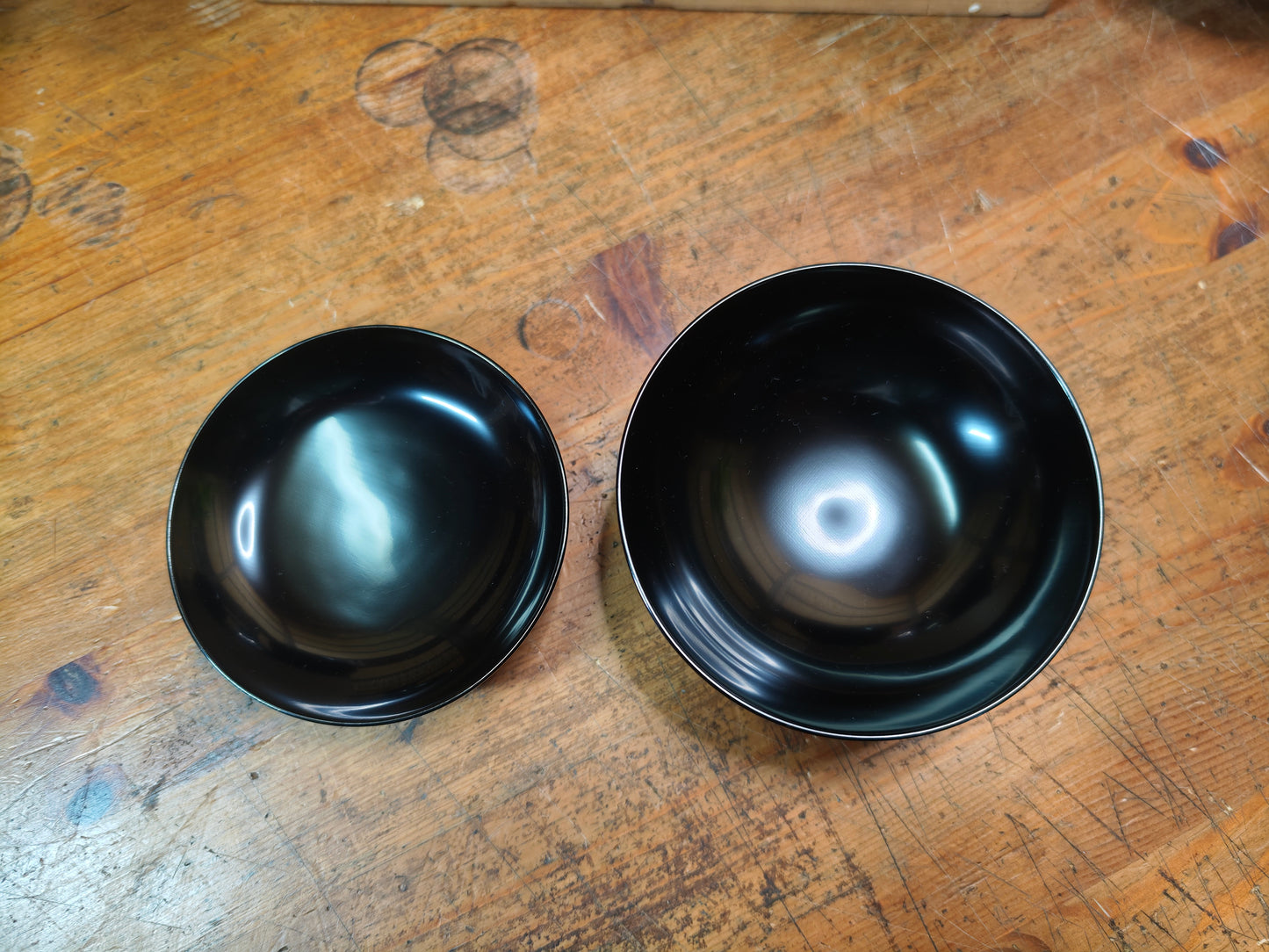 1950s Wajima Nuri Lacquer Soup Bowls Set Signed Box Maki-e Bamboo Fern