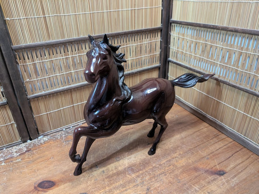 Japanese Steel Horse Figurine Vintage Racing Statue Office Decor Art