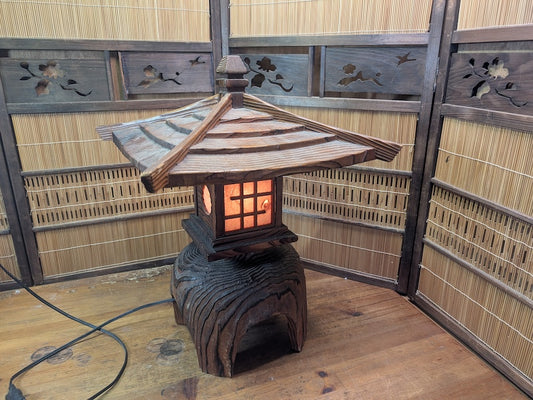 1960s Yaki Sugi Big Size Toro Lamp Vintage Japanese Wood Lantern Japan Auction Find