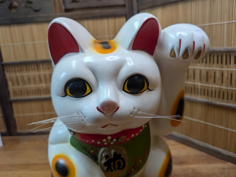 Japanese Maneki Neko Lucky Cat 34cm Vintage Fortune Statue Japan