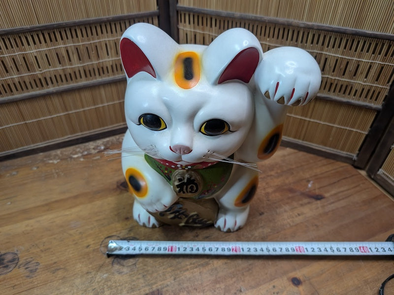 Japanese Maneki Neko Lucky Cat 34cm Vintage Fortune Statue Japan