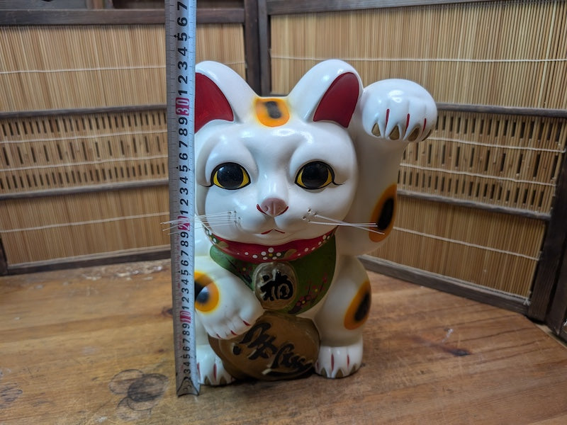 Japanese Maneki Neko Lucky Cat 34cm Vintage Fortune Statue Japan