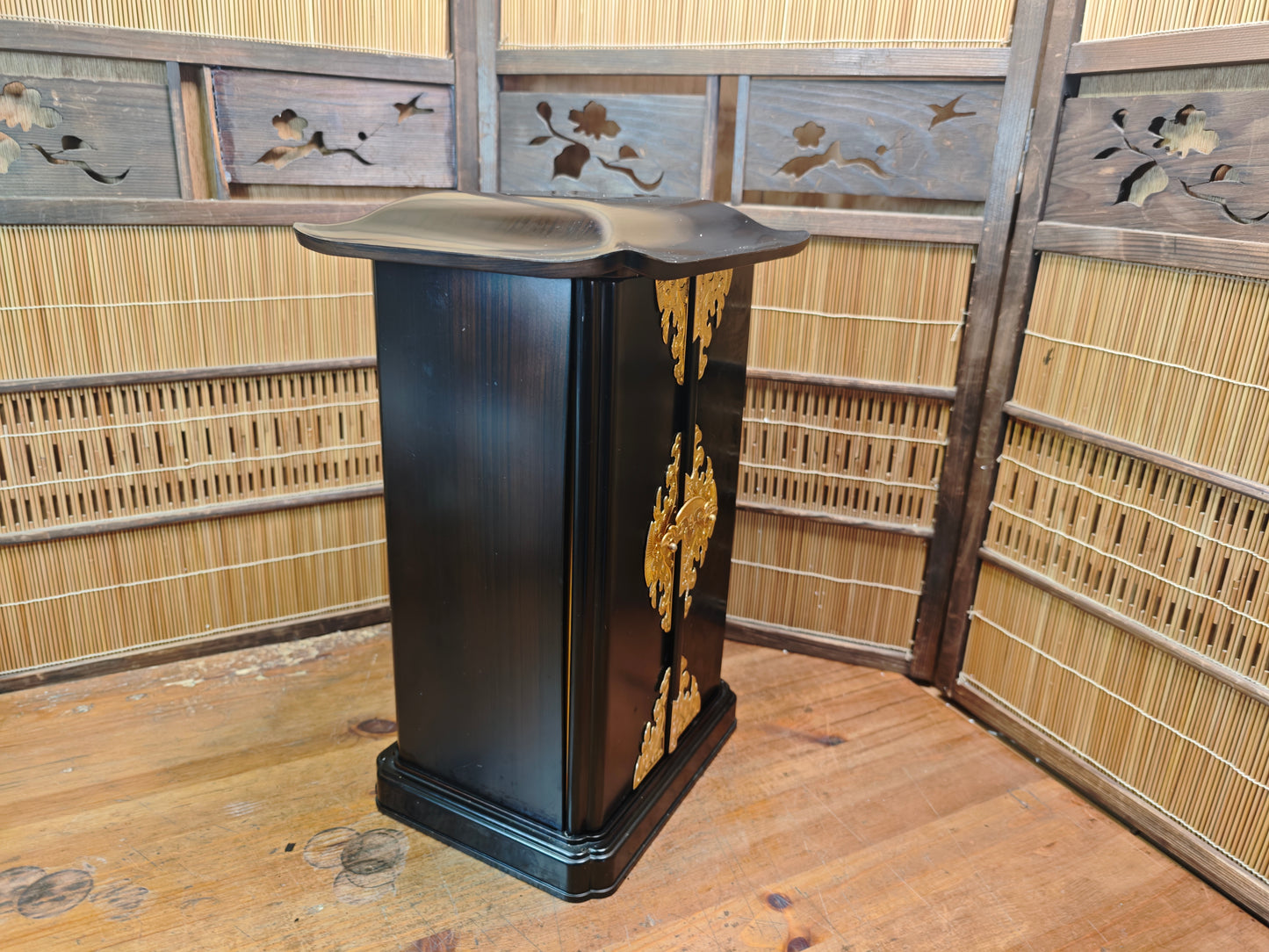 Japanese Ebony Wood Butsudan Buddhist Home Altar Shrine Kokutan