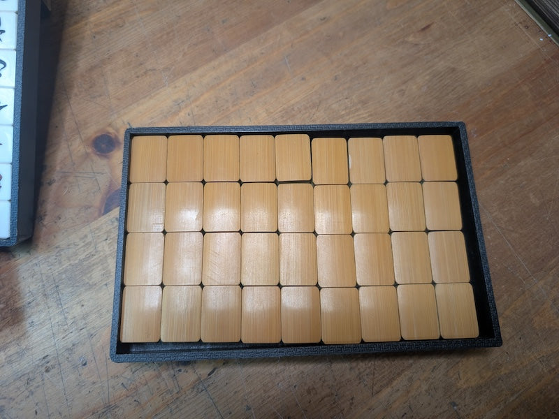 Vintage Japanese Mahjong Set 1970s Bamboo Resin Tiles Complete