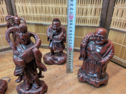 Japanese Seven Lucky Gods Set Big Heavy Resin Figures Vintage Japan Auction