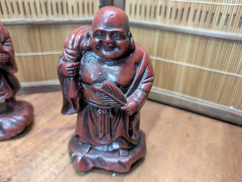 Japanese Seven Lucky Gods Set Big Heavy Resin Figures Vintage Japan Auction