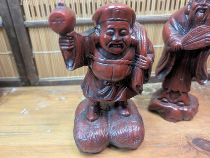 Japanese Seven Lucky Gods Set Big Heavy Resin Figures Vintage Japan Auction
