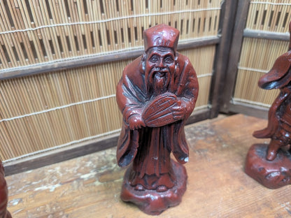 Japanese Seven Lucky Gods Set Big Heavy Resin Figures Vintage Japan Auction