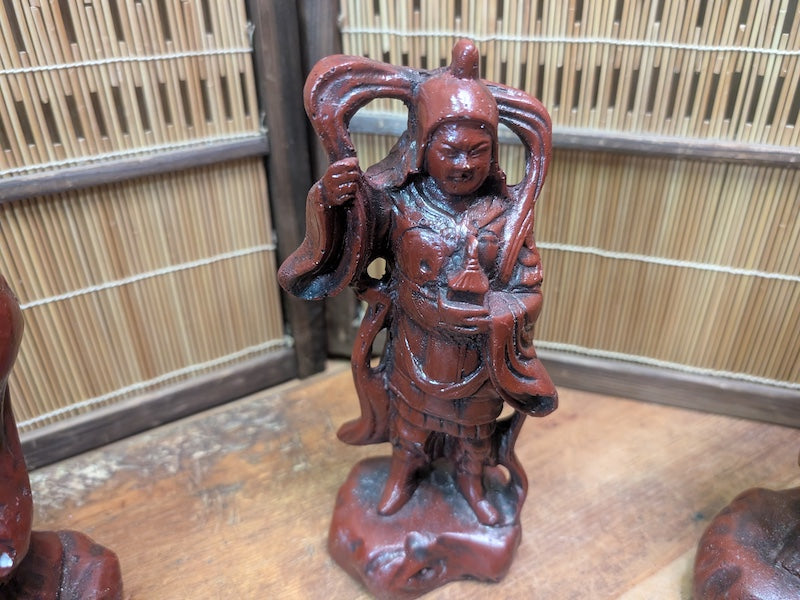 Japanese Seven Lucky Gods Set Big Heavy Resin Figures Vintage Japan Auction