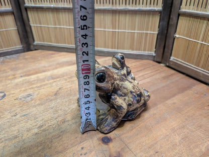 1970s Japanese Shigaraki Ware Frog Statue Handmade Pottery Garden Decor