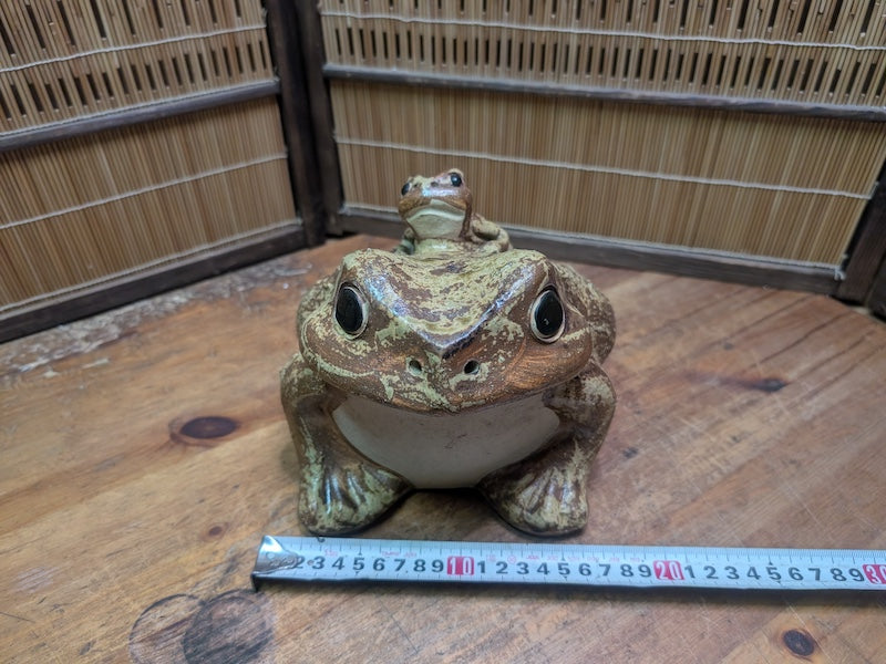Japanese Shigaraki Ware Frog Statue Vintage Pottery Garden Ornament