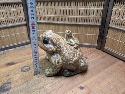Japanese Shigaraki Ware Frog Statue Vintage Pottery Garden Ornament