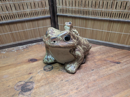 Japanese Shigaraki Ware Frog Statue Vintage Pottery Garden Ornament
