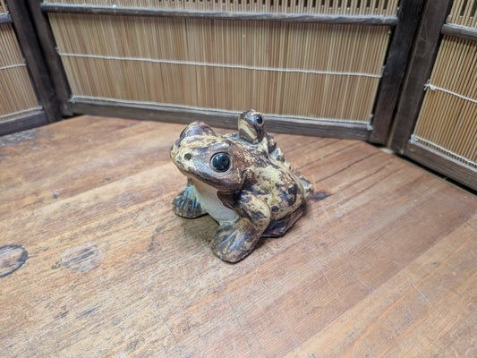 1970s Japanese Shigaraki Ware Frog Statue Handmade Pottery Garden Decor