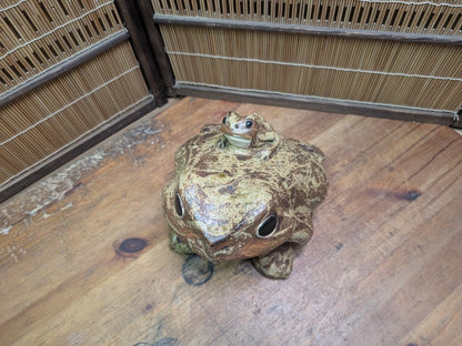 Japanese Shigaraki Ware Frog Statue Vintage Pottery Garden Ornament