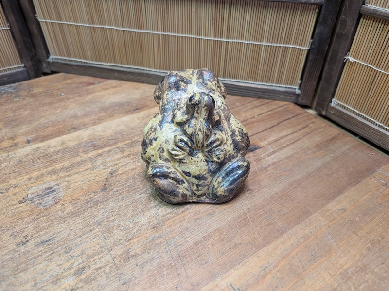 1970s Japanese Shigaraki Ware Frog Statue Handmade Pottery Garden Decor