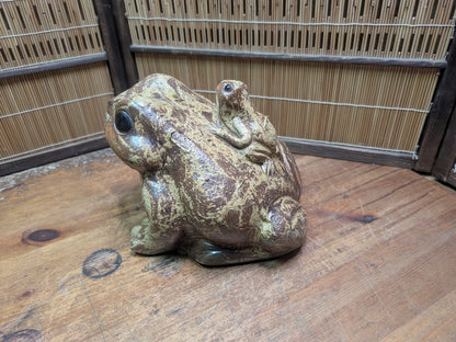 Japanese Shigaraki Ware Frog Statue Vintage Pottery Garden Ornament