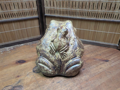 Japanese Shigaraki Ware Frog Statue Vintage Pottery Garden Ornament