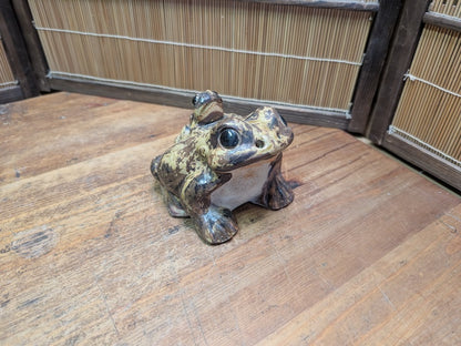 1970s Japanese Shigaraki Ware Frog Statue Handmade Pottery Garden Decor
