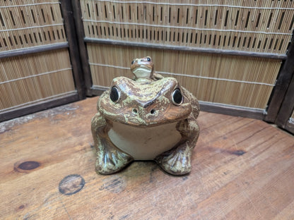 Japanese Shigaraki Ware Frog Statue Vintage Pottery Garden Ornament