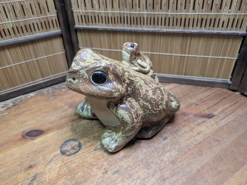 Japanese Shigaraki Ware Frog Statue Vintage Pottery Garden Ornament