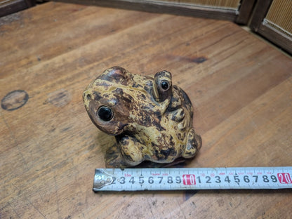 1970s Japanese Shigaraki Ware Frog Statue Handmade Pottery Garden Decor