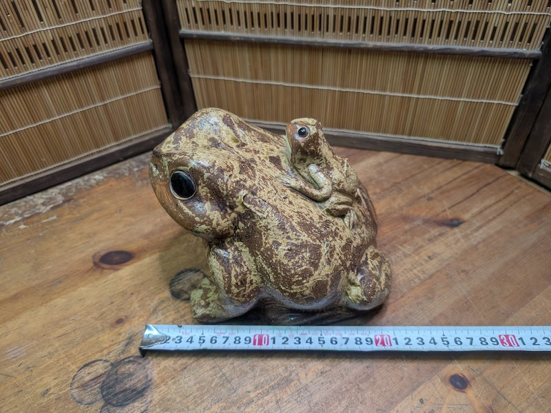Japanese Shigaraki Ware Frog Statue Vintage Pottery Garden Ornament