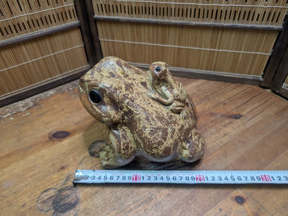 Japanese Shigaraki Ware Frog Statue Vintage Pottery Garden Ornament