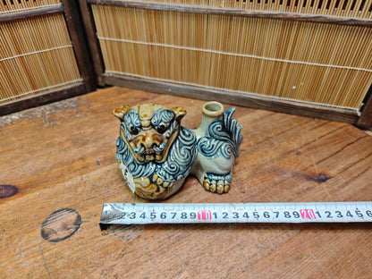 1970s Japanese Okinawan Shisa Sake Bottle Handmade Folk Pottery Rare