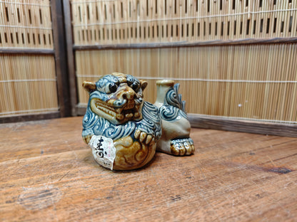 1970s Japanese Okinawan Shisa Sake Bottle Handmade Folk Pottery Rare