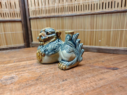 1970s Japanese Okinawan Shisa Sake Bottle Handmade Folk Pottery Rare