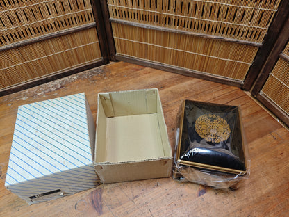 Japanese Wasanbako Lacquer Buddhist Hymn Box Gold Makie w Box