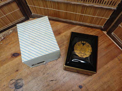 Japanese Wasanbako Lacquer Buddhist Hymn Box Gold Makie w Box