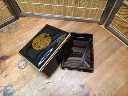 Japanese Wasanbako Lacquer Buddhist Hymn Box Gold Makie w Box