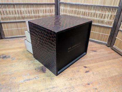 1989 Japanese 3-Drawer Box Bamboo Engraved & Signed Vintage Wood Chest
