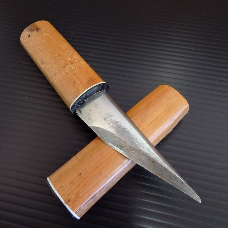 1980s Japanese Bamboo Carving Tool Signed Steel w Saya Auction JP