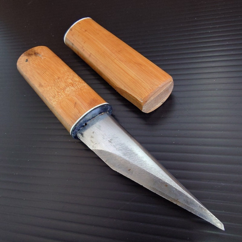 1980s Japanese Bamboo Carving Tool Signed Steel w Saya Auction JP
