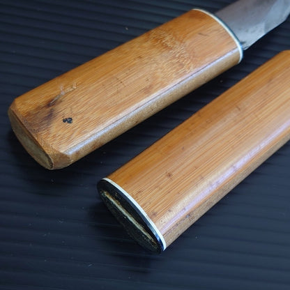 1980s Japanese Bamboo Carving Tool Signed Steel w Saya Auction JP